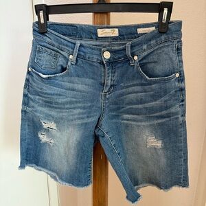 Seven7 Blue Denim Medium wash Relaxed Fit Boyfriend Shorts-Size 8